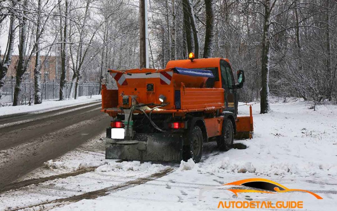 Salt Truck Clearing Ice from Road - AutoDetailGuide